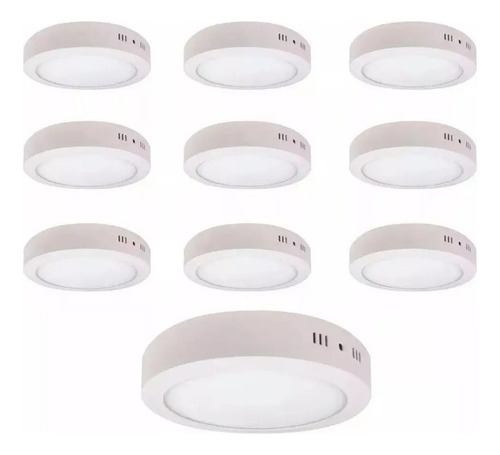 Pack 10 Focos Led Panel Sobrepuesto Redondo 6w Luz Fria