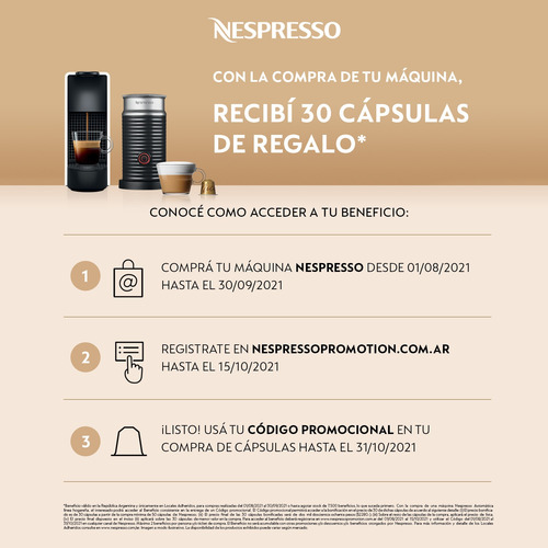 Imagen 2 de 10 de Cafetera Nespresso Essenza Mini D Automatica + Aeroccino