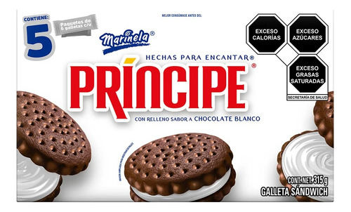 4 Pzs Marinela Galletas Chocolate Blanco Principe 315gr