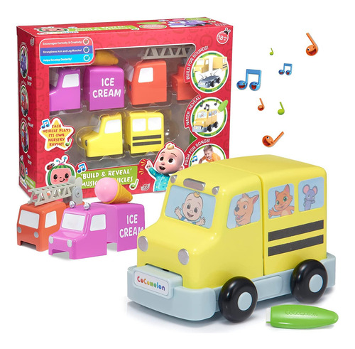 Cocomelon Build Reveal Musical Vehicles De Juguete Para Auto