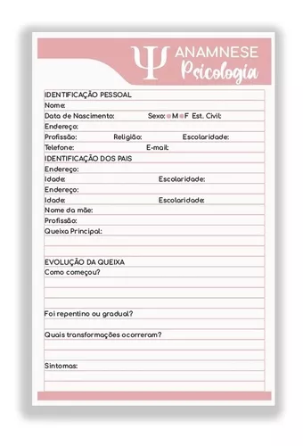 Ficha Anamnese Fisioterapia 15x21