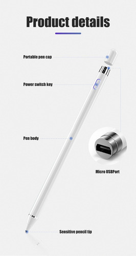 Imagen 3 de 4 de Lápiz Táctil Samsung, Xiaomi, Huawei, Tablet, Ios, Android