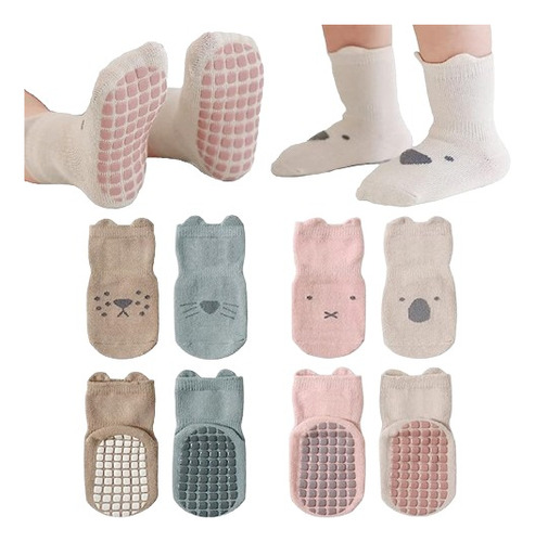 Calcetines Antideslizantes Para Bebés, 4 Pares (1-5 Años) 