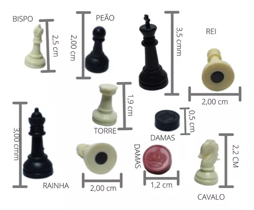 Tabuleiro xadrez magnético - Braúna chess - Jogo de Dominó, Dama e