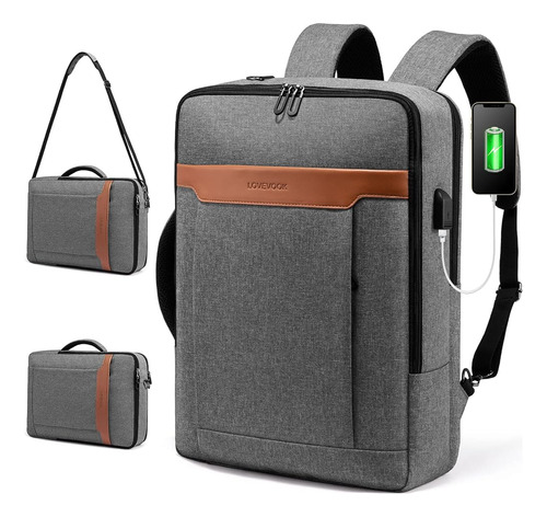 Lovevook Convertible Laptop Backpack Bag, 3 En 1 Mens Messen