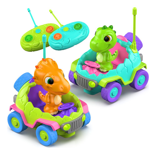 Mindsprout Dino Chasers Juego De 2 Autos A Control Remoto Pa