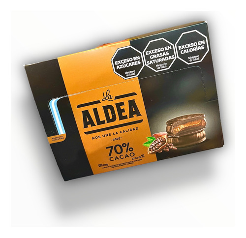 Alfajor La Aldea 70% Cacao Caja X12u - Barata La Golosineria