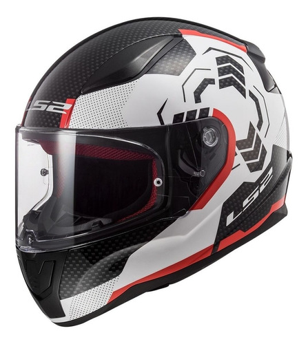 Casco Moto Integral Ls2 353 Rapid Ghost Blanco Negro Rojo Fa