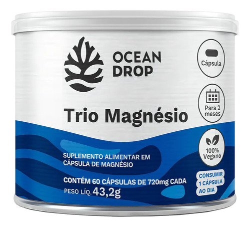 Trio Magnésio - Ocean Drop - 60 cáps.