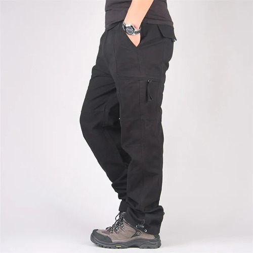 Pantalones De Forro Polar Tipo Cargo De Invierno De Doble Ca