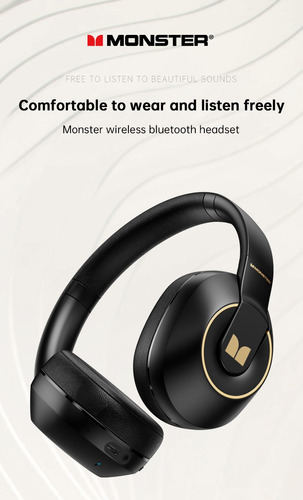 Auriculares plegables Bluetooth 5.3 Gamer Monster Xkh01, color negro, color claro, azul