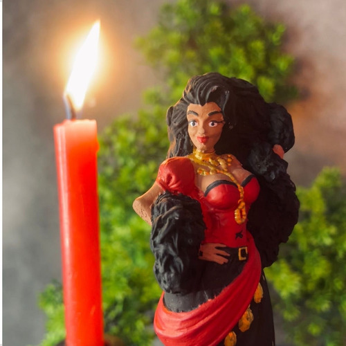 Imagem Dama Da Noite Realista 15 Cm - Umbanda/ Candomblé Cor Vermelho