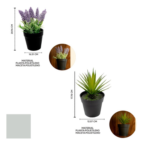Kit 2 Macetas Jordana Y Lavanda Para Decoración Artificiales