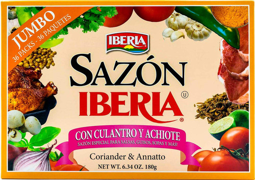Sazon Iberia - Paquete Jumbo Con Cilantro Y Achiote De 6.34