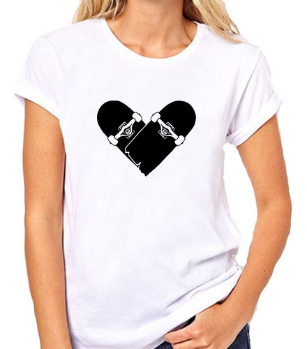 Remera De Mujer Patineta Corazon Skate Deporte