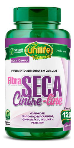 Psyllium Ágar Fos Acácia Fibra Seca Unilife 120 Cápsulas