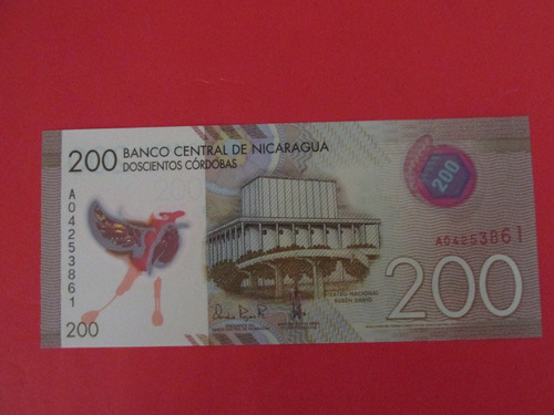 Gran Billete Banco De Nicaragua 200 Cordobas Año 2014 Unc