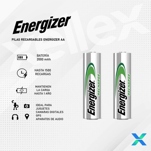 4 X Pilas Recargables AA Energizer NH15-2000 2000mAh 1.2V