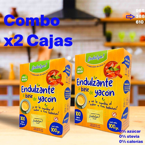 Endulzante De Yacon En Polvo Caja X 100 Sobrectios No Stevia