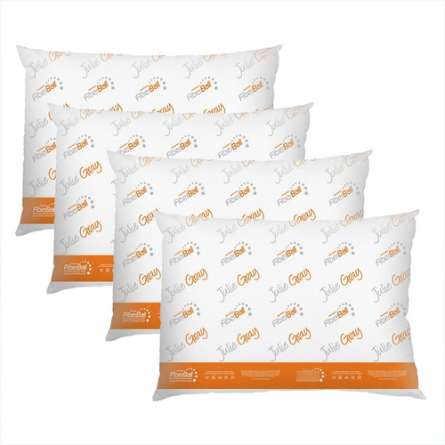 Pack X 4 Almohadas Julie Gray 70x50 Cm Fibra Siliconada Soft