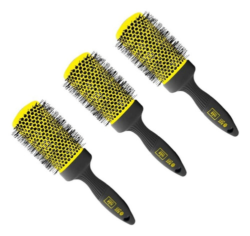 Cepillo Brushing Térmico Ionizádo Har Bee 54mm Talle Xl X3 Color Amarillo