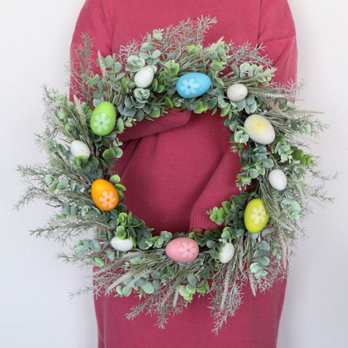 Huevos De Pascua En Forma De U, Plantas Verdes, Guirnaldas,