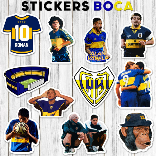 Stickers Boca Juniors Riquelme 20 Unidades Pvc Plastificados