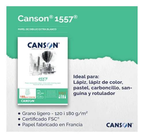 Block Canson 1557 A5 Espiralado 180 Gramos 30 Hojas