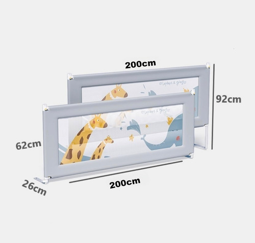 62*200cm Barandal Para Cama De Niños Seguridad Protector Ajustable
