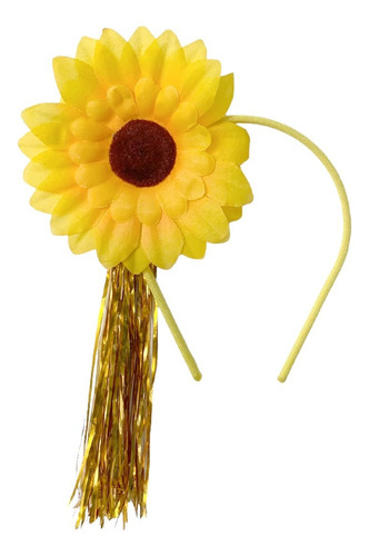 Tiara Girassol Com Franja Metaloide Bloquinho De Carnaval