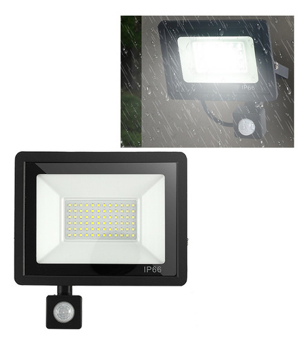 Holofote Led Com Sensor Humano 50w Ip66 À Prova D'água 6000k