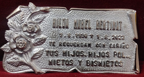 Placa Recordatoria Cementerio 20x10 Fundicion Bronce Flores