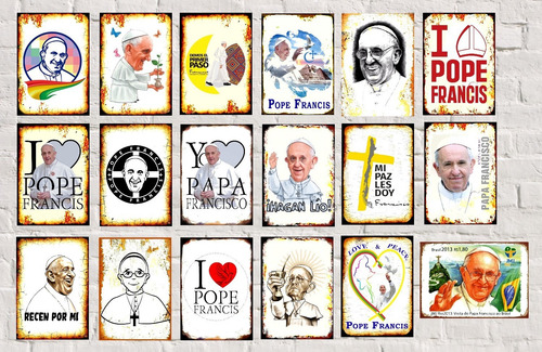 Cartel Chapa 20x15 Cm - Papa Francisco - Religion Iglesia Papa Francisco