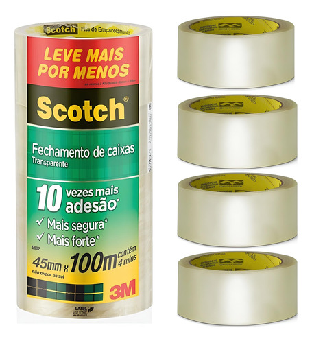 Fita Adesiva Transparente Scotch 5802 45mmx45m,3m 8 Unidades