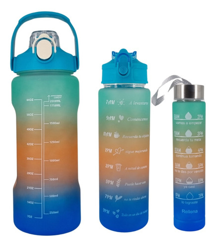 Kit De Botellas Motivacionales X3 Termo Frases