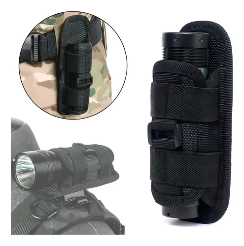 Funda Táctica Para Linterna BOXOB - Bolsa Multifuncional Con Clip Giratorio 360° Para Cinturón, Policía Y Outdoor (Negro)