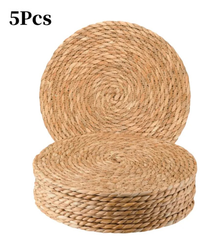 Posavasos Con Forma De Totora Redonda, Tejido Rústico, En Fo