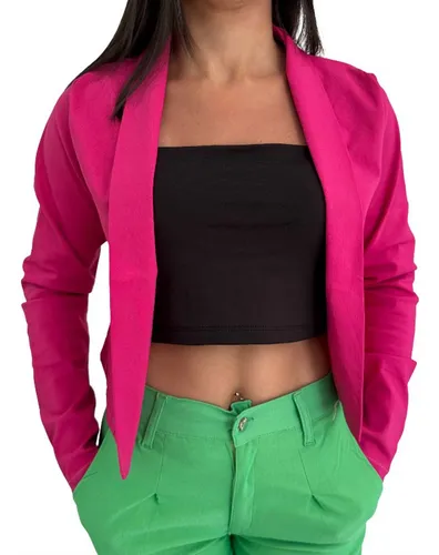 Blazer Saco Mujer Corto De Vestir Bengalina Moda Dama