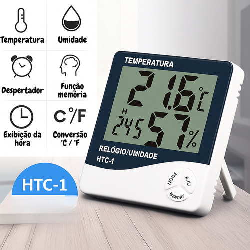 Relógio Termo Higrômetro Termômetro Digital Com Sensor Embutido Medidor De Umidade E Temperatura Do Ar Termo-higrômetro Htc-1 Tumblr