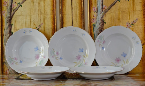 Juego 6 Platos Hondos Porcelana Verbano Fifty Flowers C1980