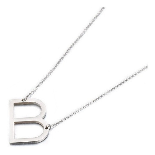 Imagen 2 de 3 de Cadena Collar Con Inicial Grande Acero Quirurgico Dije Letra