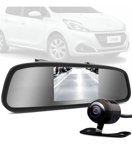 Espelho Retrovisor Central Tela 4.3 + Camera Peugeot 208
