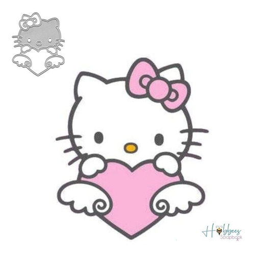 Suaje De Hello Kitty En Corazón Con Alas