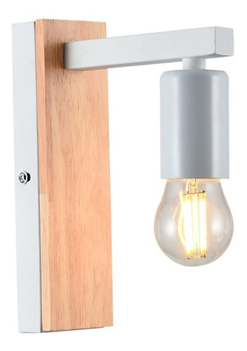 Aplique De Pared 1 Luz En Metal Negro O Blanco Madera