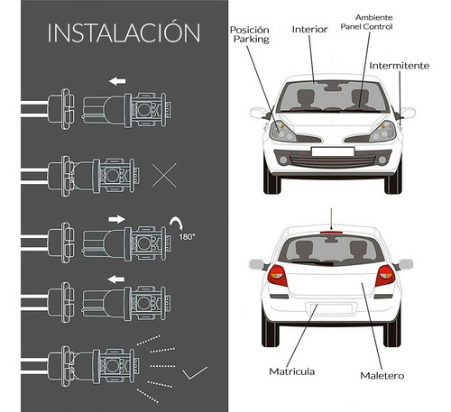 Foco Pellizco T10 Led Luces Stop Faro Universal Reversa Par