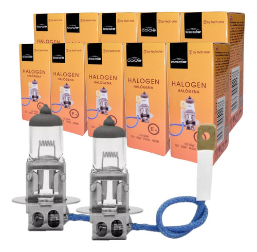 Kit 10 Lampada Halogena H3 4300k 12v 55w Techone Code