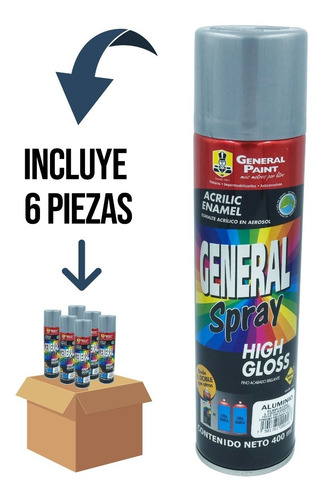 6 Pz - Pintura General Paint A2350 Aluminio