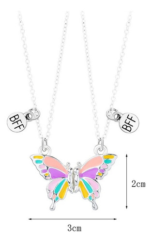 V Set 2 Collares Magnéticos Mariposa Mejores Amigos Bff