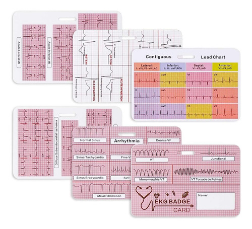 Conjunto De 3 Tarjetas De Insignia De Ekg Cardíaco, Ta...