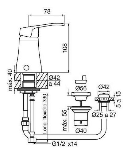 Imagen 2 de 4 de Griferia Arizona Fv Monocomando Bidet 0189/b1 Oferta